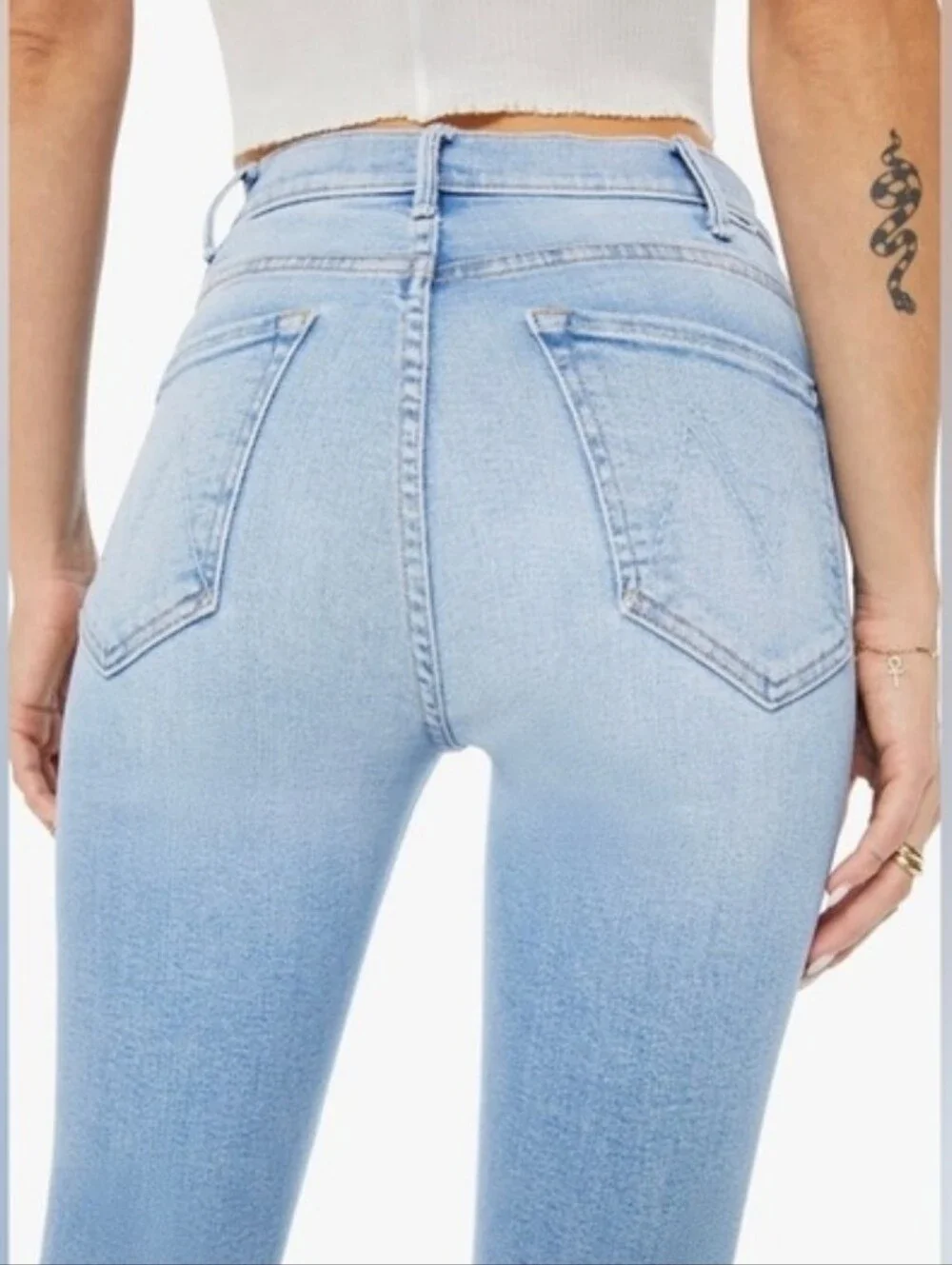 MOTHER Hustler Ankle Fray Light Wash Jeans, 24